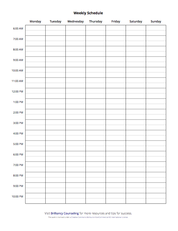 Weekly Schedule | Brilliancy Counseling