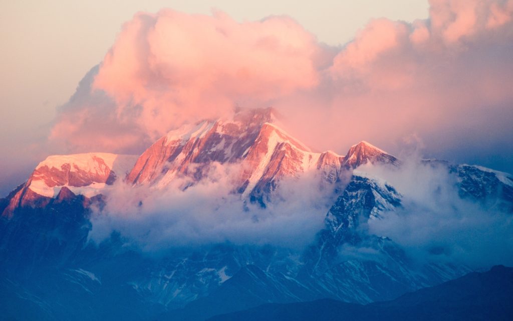 mountain with pastel sunshine